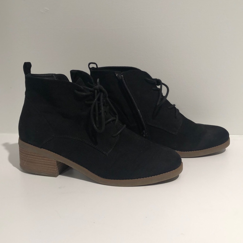 Style & Co. Black Suede Booties 2” heel Side Zip